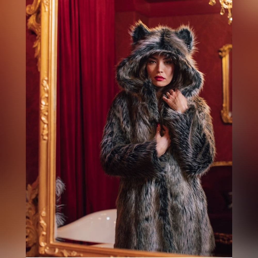 SpiritHoods Faux Fur Coat - Black and Gray